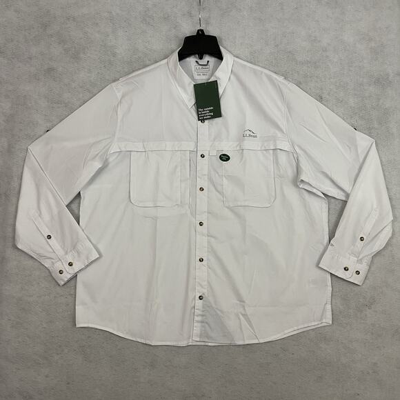 L.L. Bean Tropicwear Shirt Mens Size XXL White UPF 50+ Button Up Long Sleeve NEW - Picture 7 of 16